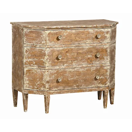 "Fe, Fi, Faux" Faceted Demilune Chest with 3 Drawers